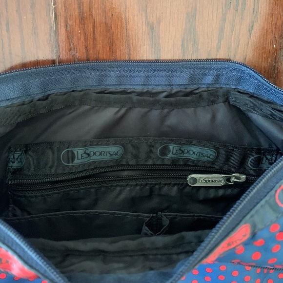 LeSportSac Blue/Red Polka Dot Print Nylon Purse - Picture 4 of 6